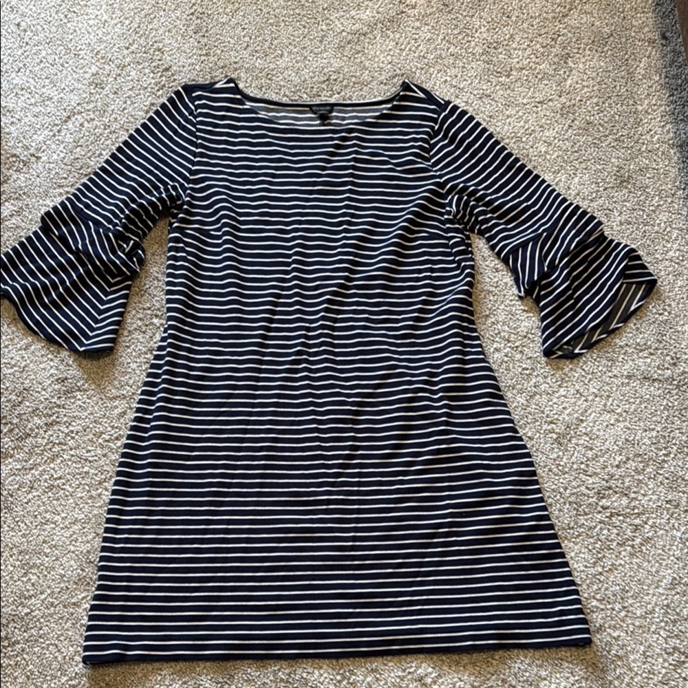 Ann Taylor Navy and White Striped Top